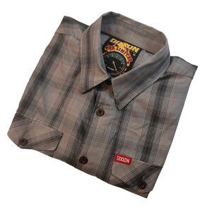 Dixxon Flannel "The Limiter" Mens XL Bamboo Blend Gray Plaid Short Sleeve Shirt